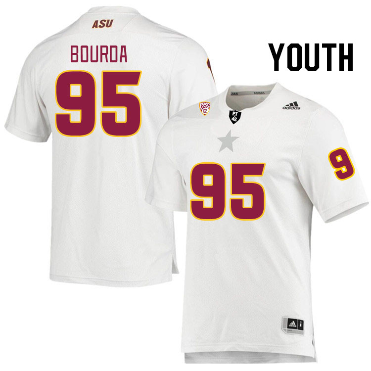 Youth #95 Kyran Bourda Arizona State Sun Devils College Football Jerseys Stitched Sale-White